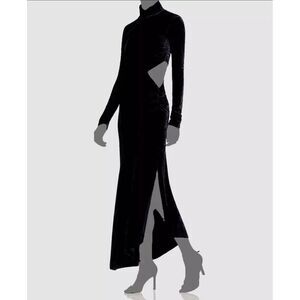$695 A.L.C.  Dress  Black‎ Velvet Cutout Turtleneck Katherine Maxi Size 8